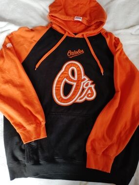Orioles Orange and Black Men's Hoodie Sweatshirt, BASEBALL